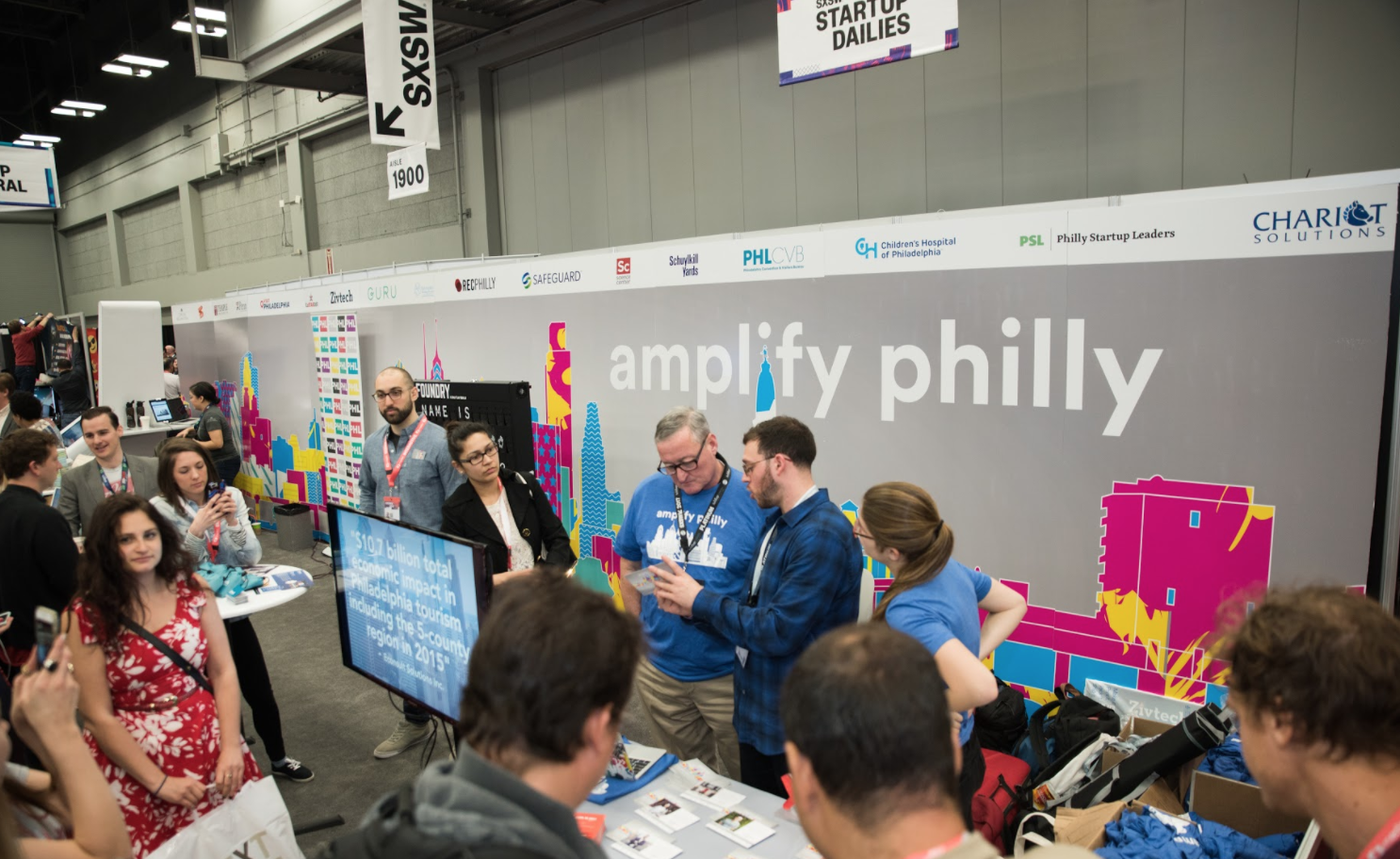 A pic of the scene at the Amplify Philly booth at SXSW 