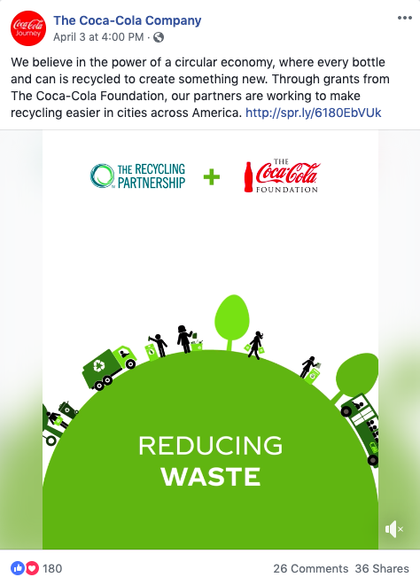 A screenshot of The Coca-Cola Company's Facebook. 